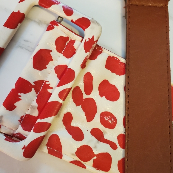 Brown Leather Belt,Red Patent Belt S Med - Picture 3 of 8